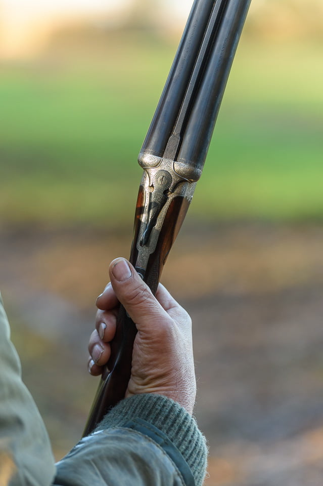 Close up of shotgun on Barnwell Shoot, Northamptonshire